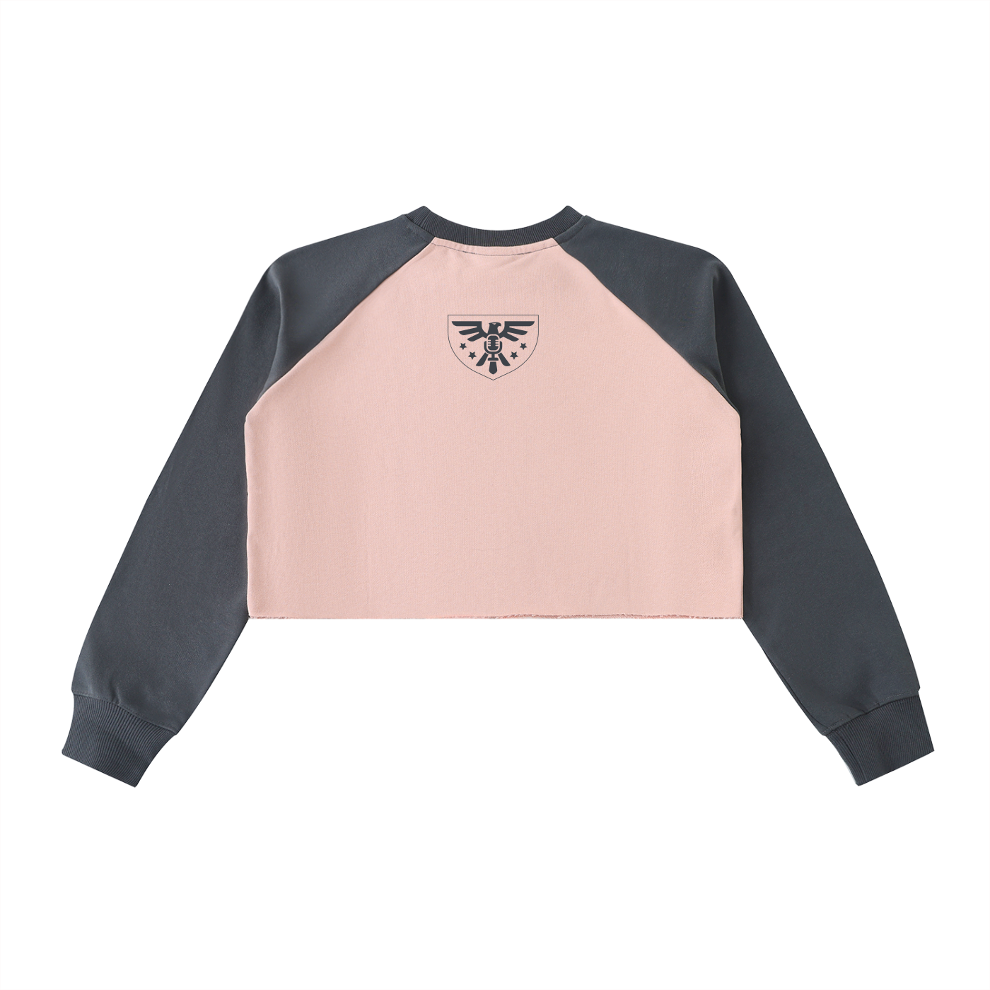 Raw-Hem Color-Block Raglan Crop Sweatshirt – Blush & Charcoal Edition ODMPOD