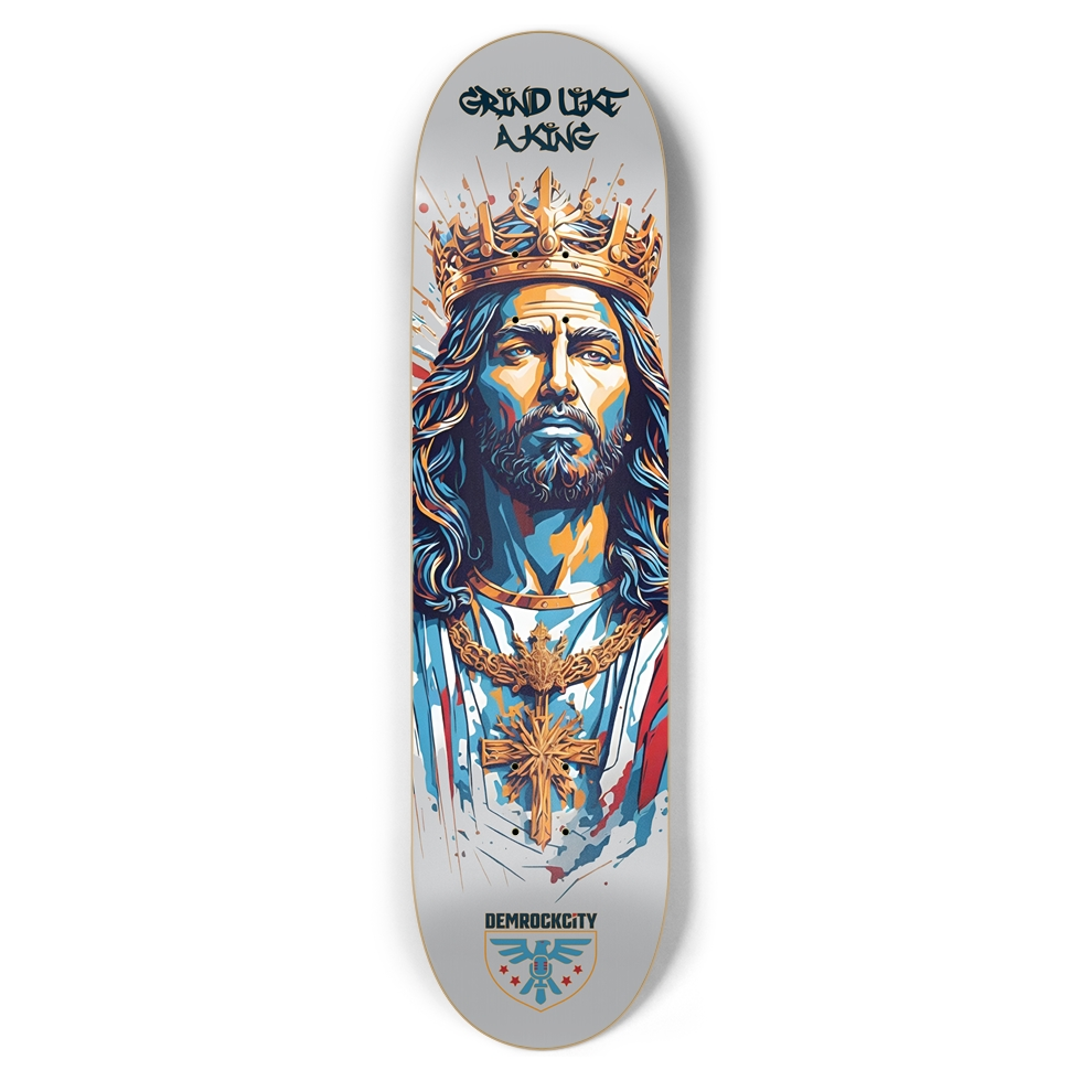 DEMROCKCITY Grind Like A King Deck (8.5 × 32) DEMROCKCITY