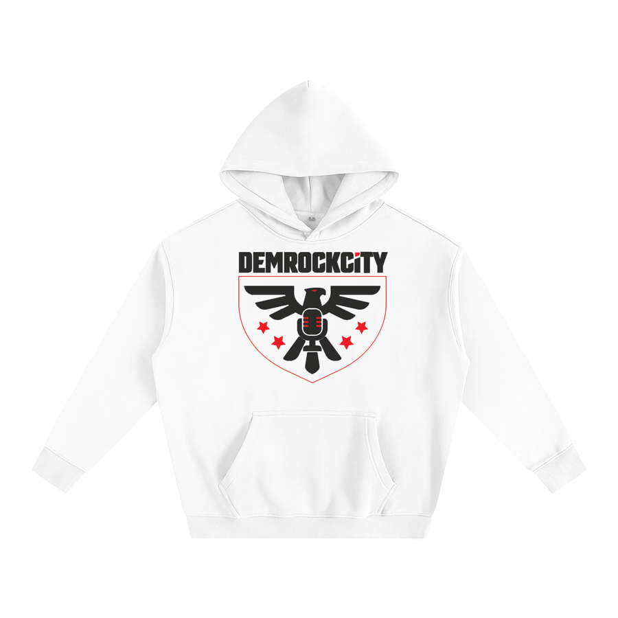 Eagle Crest Oversized Fleece Hoodie – White Edition