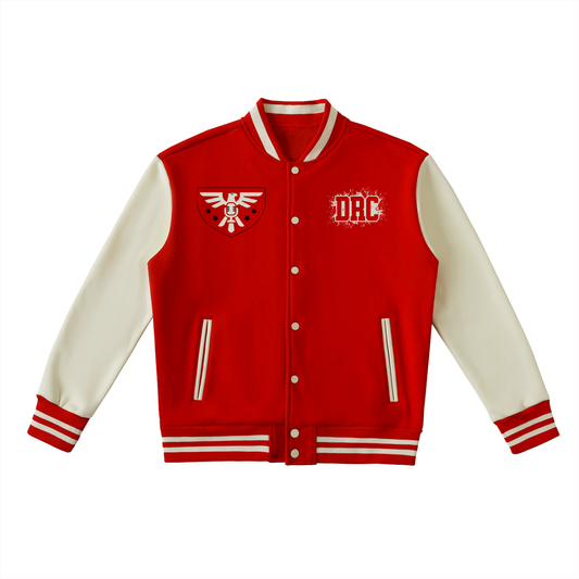 DEMROCKCITY “Freedom in Every Thread” Varsity Jacket – Red & Cream Edition ODMPOD