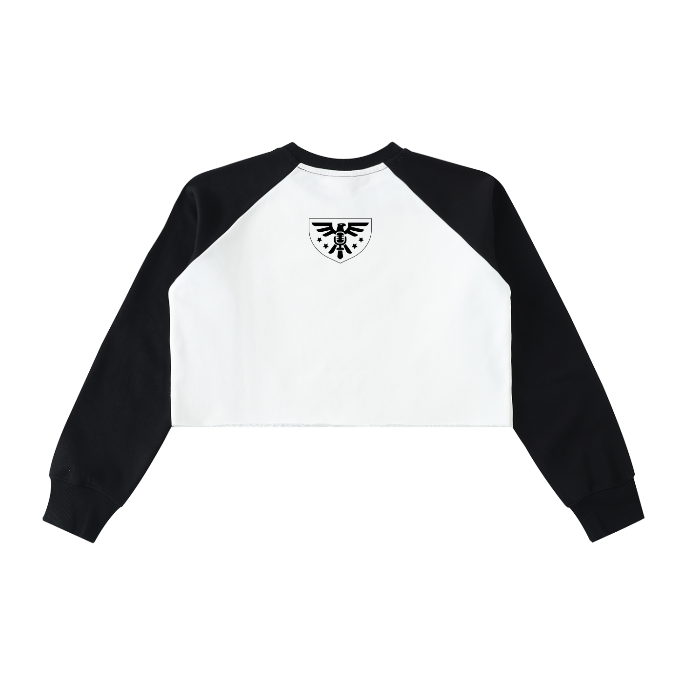 Raw-Hem Color-Block Raglan Crop Sweatshirt – Black & White Edition ODMPOD