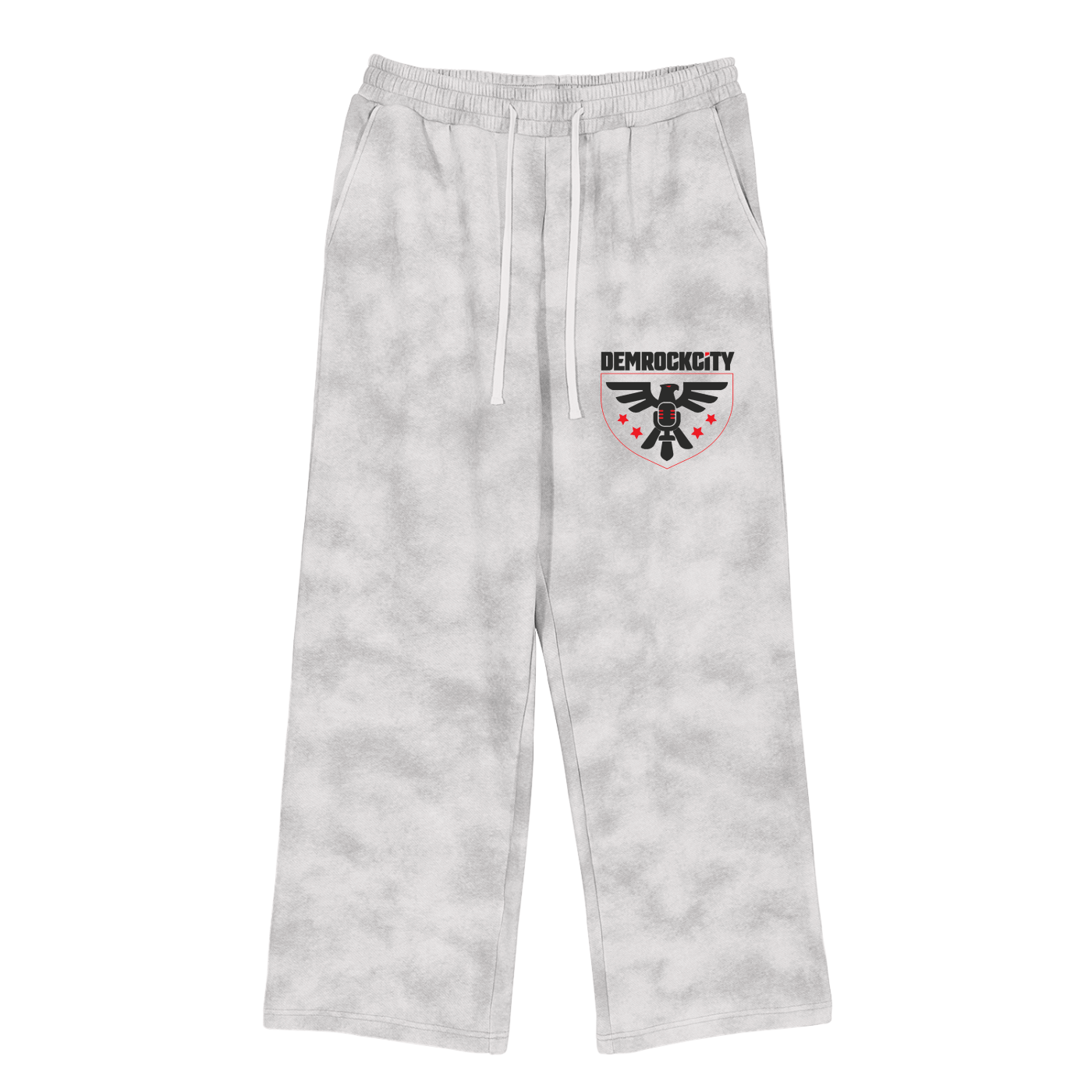 DEMROCKCITY Dirty Washed Wide-Leg Sweatpants – Stone Grey Edition ODMPOD