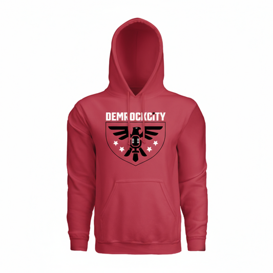 DEMROCKCITY “Eagle Crest” Heavyweight Hoodie – Street Red DEMROCKCITY