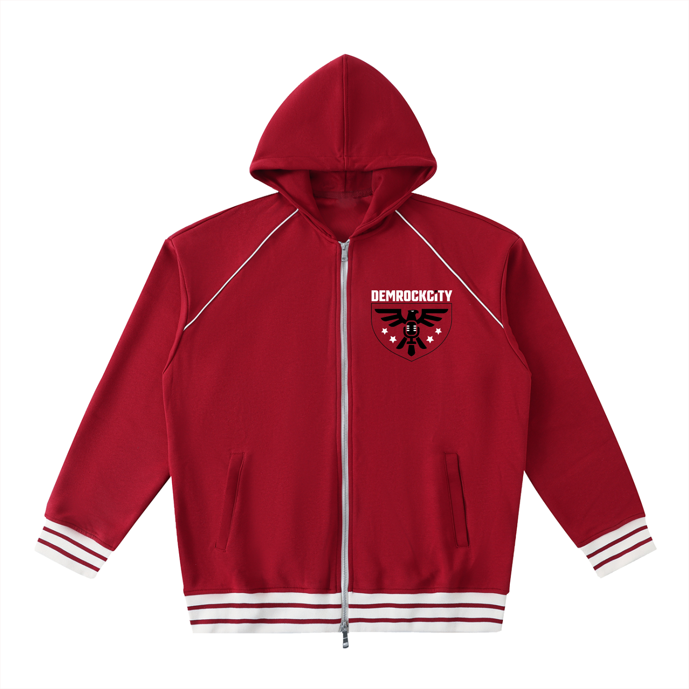Eagle Crest Varsity Zip Hoodie – Red Edition ODMPOD