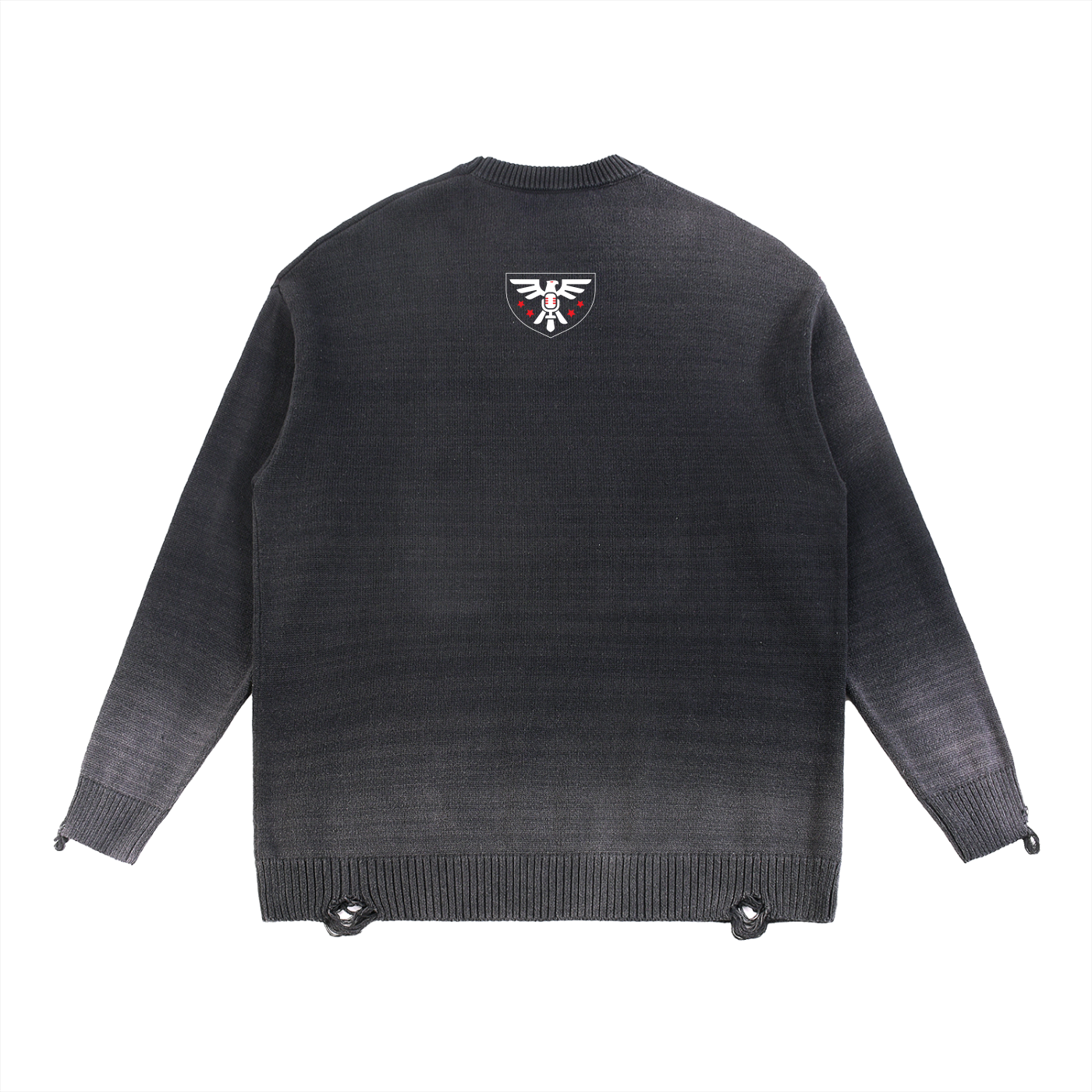 DEMROCKCITY Sun Fade Distressed Crewneck – Black Edition