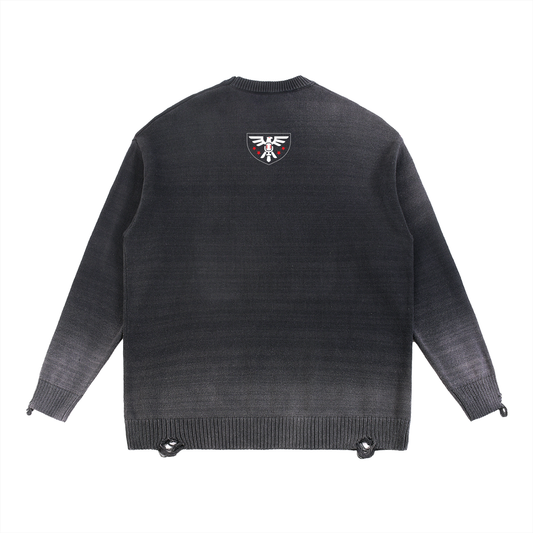 DEMROCKCITY Sun Fade Distressed Crewneck – Black Edition