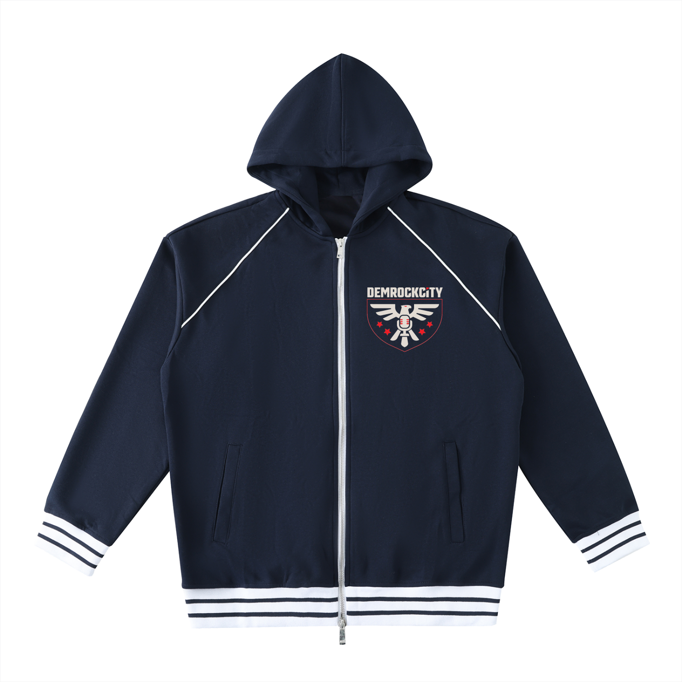 Eagle Crest Varsity Zip Hoodie – Navy Edition ODMPOD