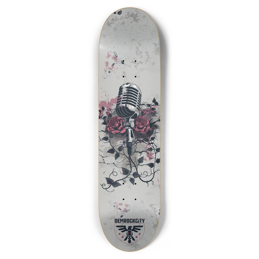 DEMROCKCITY Mic & Roses Skateboard Deck (8 1/2 x 32)